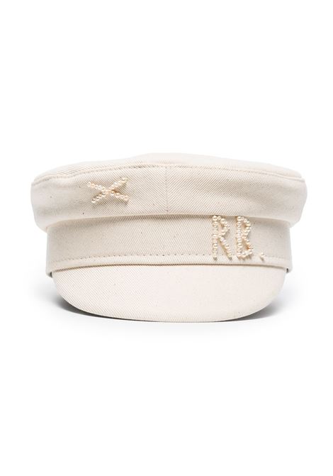 Cappello baker boy con ricamo monogramma in beige - donna RUSLAN BAGINSKIY | KPC035CPRLBG