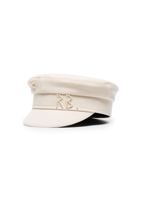 Cappello baker boy con ricamo monogramma in beige - donna RUSLAN BAGINSKIY | KPC035CPRLBG