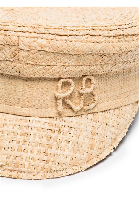 Brown embroidered-logo straw baker boy cap - women RUSLAN BAGINSKIY | KPC036STRBHRSRBNTRLSTRW