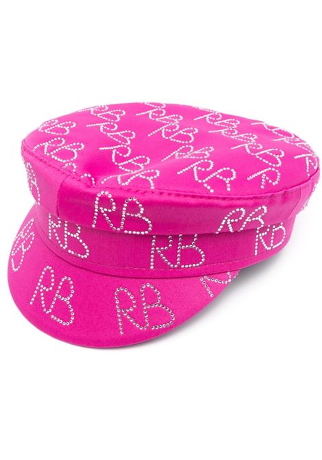 Pink crystal-embellished baker boy hat - women RUSLAN BAGINSKIY | KPC038PDMDPTRPNK