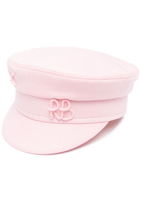 Pink embroidered monogram baker boy hat - women RUSLAN BAGINSKIY | KPC039LNWRBLGHTPNK