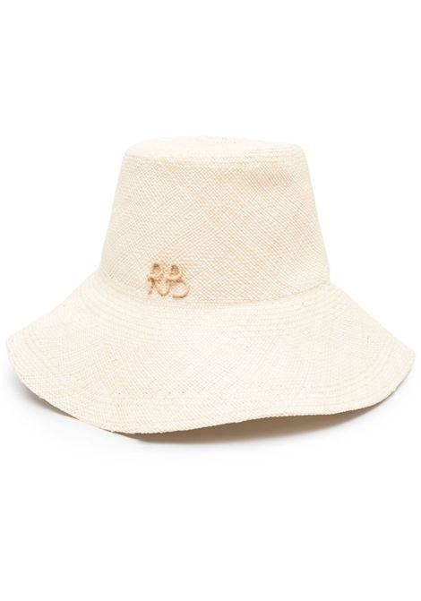 Beige monogram-embellished bucket hat - women RUSLAN BAGINSKIY | PNM035STRSRBNTRLSTRW