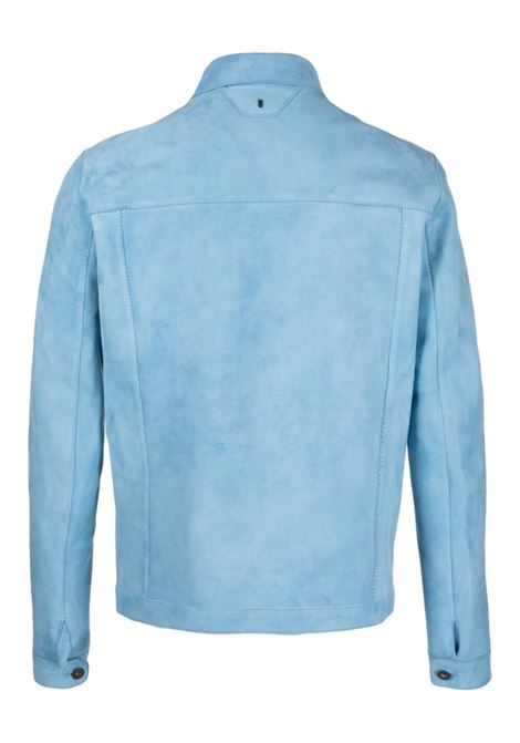 Light blue logo-lettering  shirt jacket - men SALVATORE SANTORO | 44534UDNOSKY