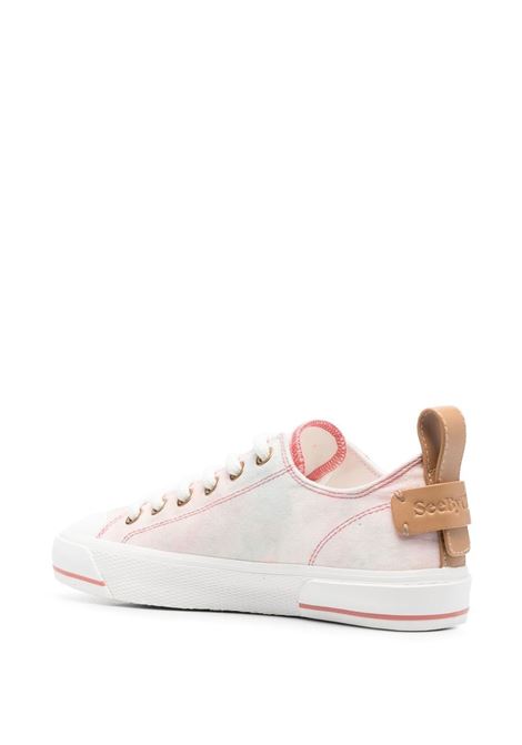 Pink low-top lace-up sneakers - women SEE BY CHLOÉ | SB38241D342