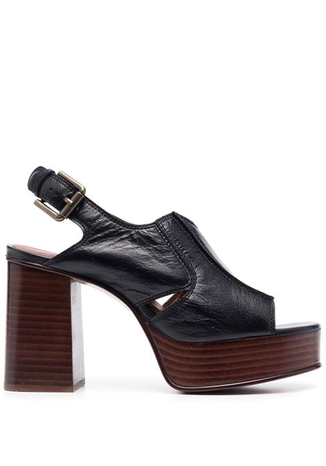 Black 100mm wooden heeled sandals - women SEE BY CHLOÉ | SB40032A999