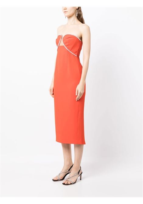 Red crystal-embellished bandeau midi dress - women SELF-PORTRAIT | RS23010MR