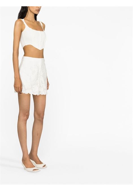 Shorts a vita alta con ricamo in bianco - donna SELF-PORTRAIT | RS23095PW