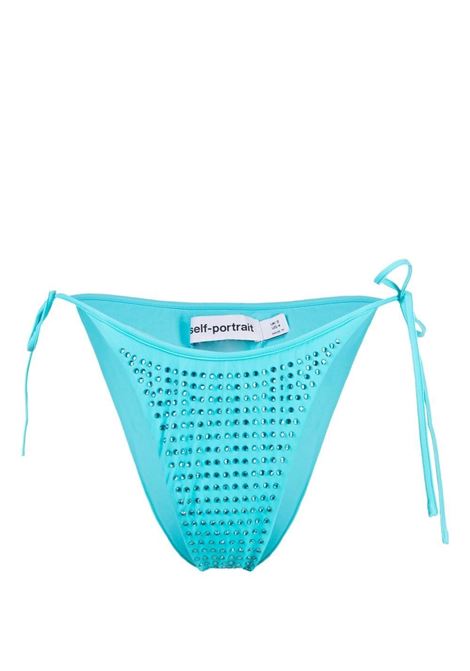 Slip bikini con decorazione di cristalli in blu - donna SELF-PORTRAIT | RS23506BL