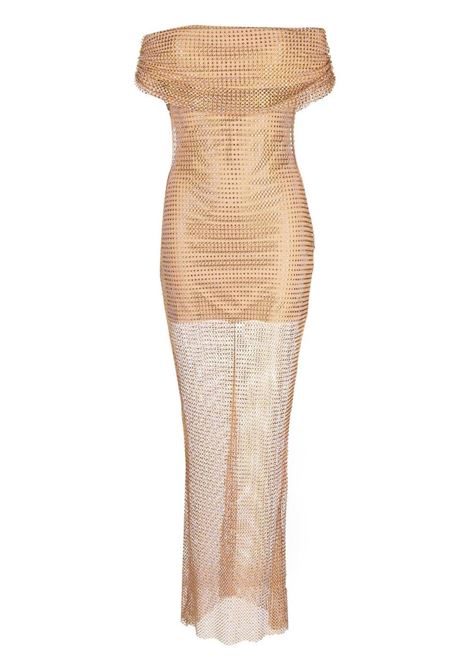 Nude beige rhinestone-embellished maxi-dress - women SELF-PORTRAIT | SS23002XND