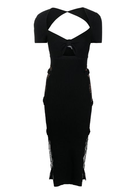 Black lace-trim cut-out dress - women SELF-PORTRAIT | SS23052MBK