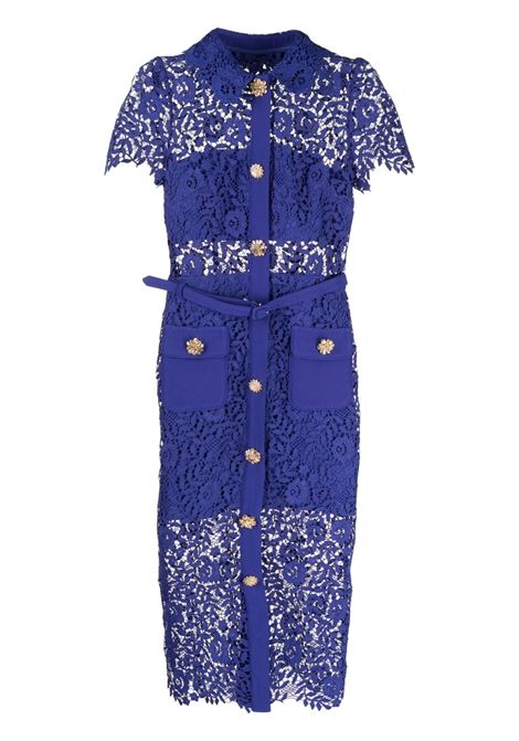 Blue floral-lace midi dress - women SELF-PORTRAIT | SS23114MBL