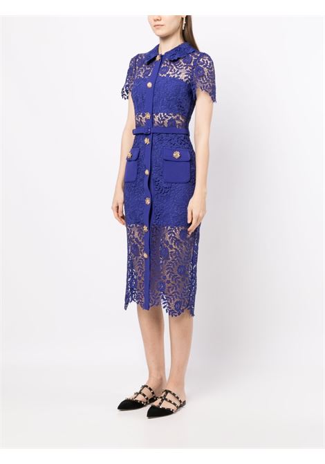 Blue floral-lace midi dress - women SELF-PORTRAIT | SS23114MBL