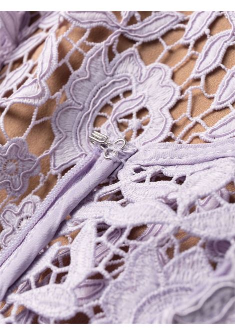 Purple floral-lace peplum minidress - women SELF-PORTRAIT | SS23128SLL