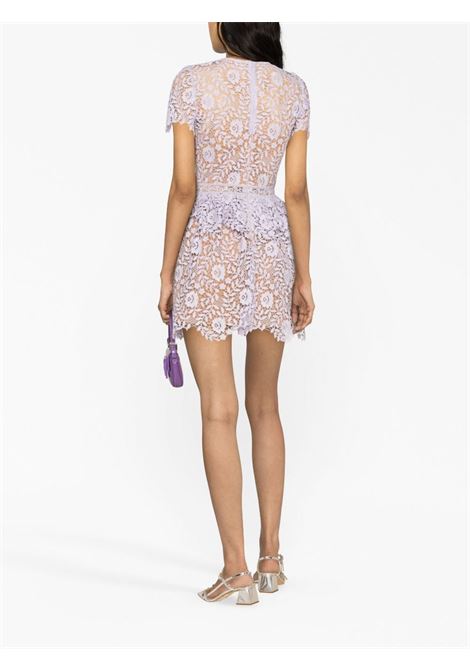 Purple floral-lace peplum minidress - women SELF-PORTRAIT | SS23128SLL