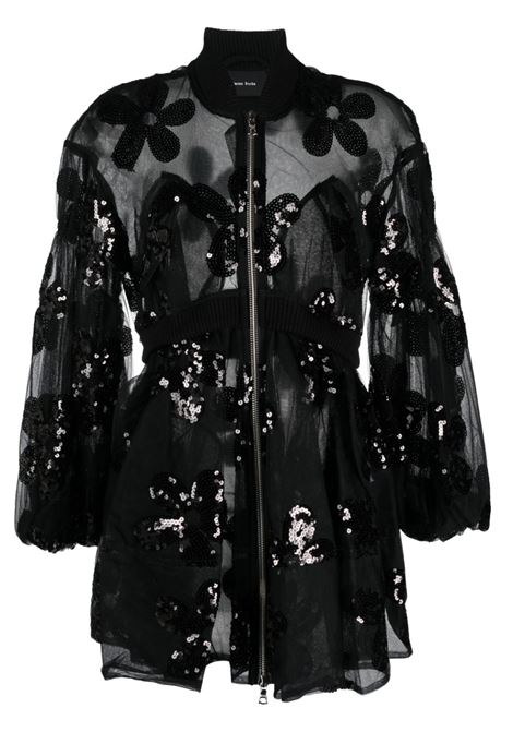Black semi-sheer embroidered bomber jacket - women SIMONE ROCHA | 20281018BK