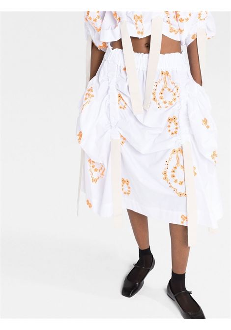 White embroidered adjustable sliders midi skirt - women SIMONE ROCHA | 30901014CW