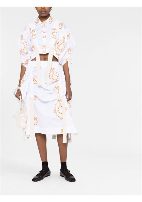 White embroidered adjustable sliders midi skirt - women SIMONE ROCHA | 30901014CW