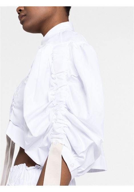 White puff-sleeve cropped shirt - women  SIMONE ROCHA | 51380109WH