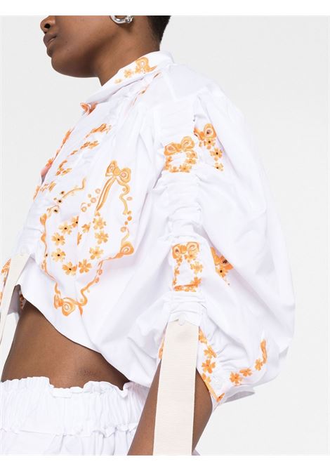 White Bow Wreath adjustable cropped blouse - women SIMONE ROCHA | 51381014CW