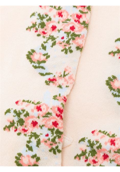 Cream and multicolour Wreath jacquard-pattern socks - women SIMONE ROCHA | SOCK320635CM