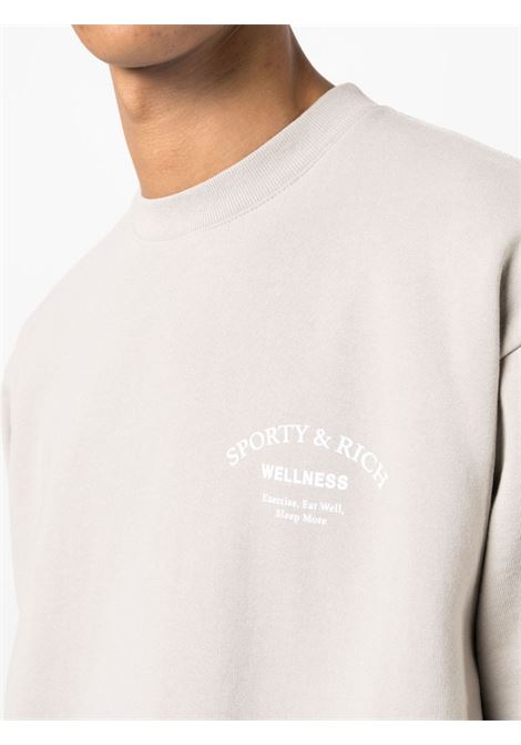 Beige logo-print crew-neck sweatshirt - unisex SPORTY & RICH | CR866DV