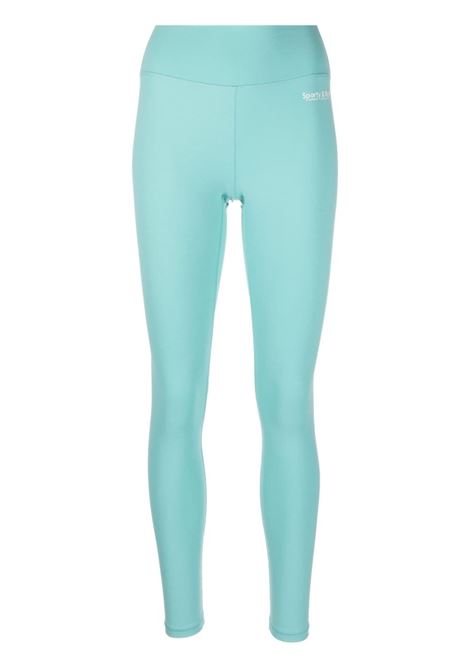 Light blue logo-print high-waisted leggings - women  SPORTY & RICH | LE831PA