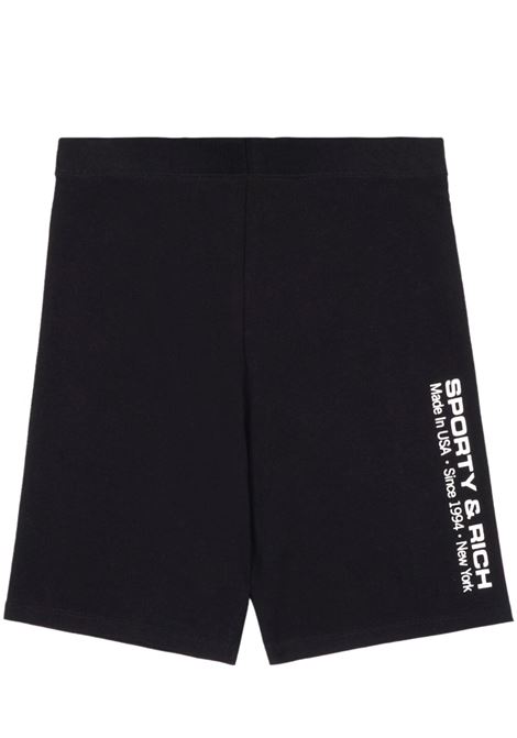 Black reflective logo-print cycling shorts - women SPORTY & RICH | SH831BK