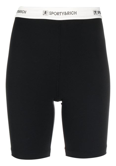 Shorts con banda logo in nero -  donna SPORTY & RICH | SH835BK
