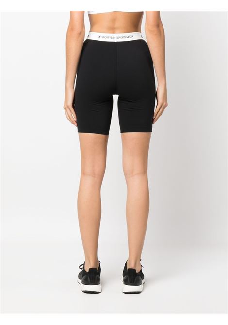 Black logo-waistband shorts - women SPORTY & RICH | SH835BK