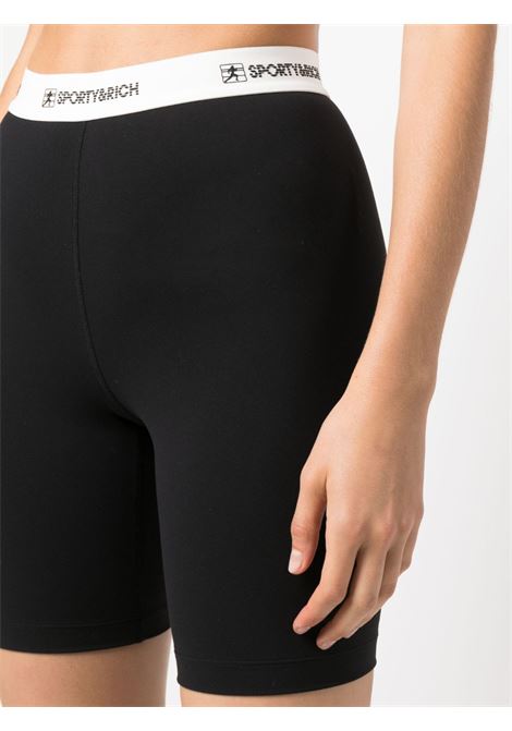 Shorts con banda logo in nero -  donna SPORTY & RICH | SH835BK