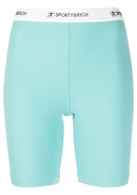 Light blue logo-waistband shorts - women  SPORTY & RICH | SH835PA