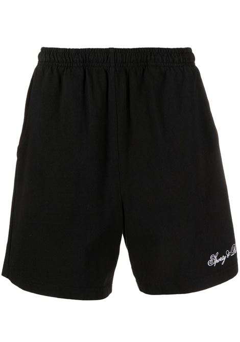 Pantaloncini sportivi con ricamo in nero -  uomo SPORTY & RICH | SH853BK