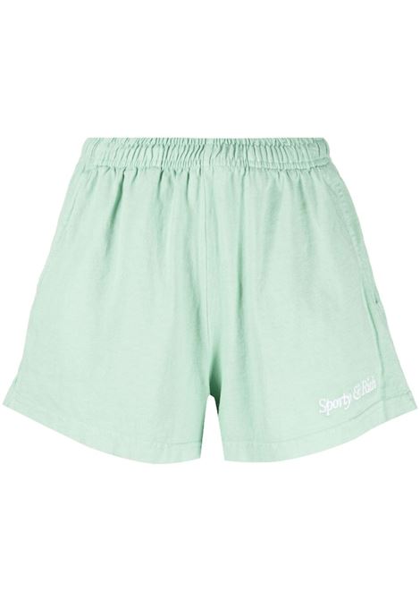 Shorts con ricamo in verde menta - donna