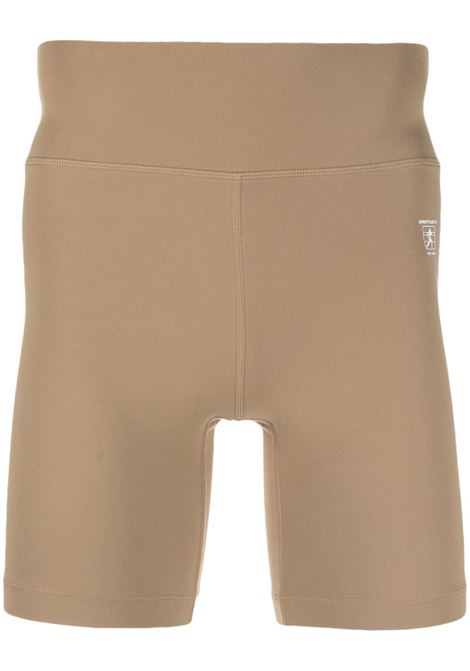 Shorts a vita alta con stampa logo in marrone - uomo