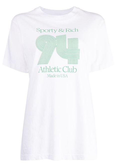 White and green graphic-print T-shirt - unisex SPORTY & RICH | TS843WH