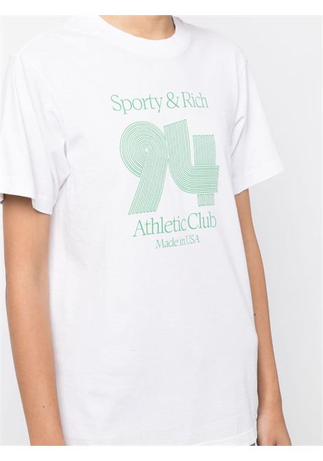 T-shirt con stampa grafica in bianco e verde - unisex SPORTY & RICH | TS843WH