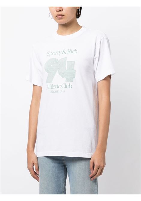 White and green graphic-print T-shirt - unisex SPORTY & RICH | TS843WH
