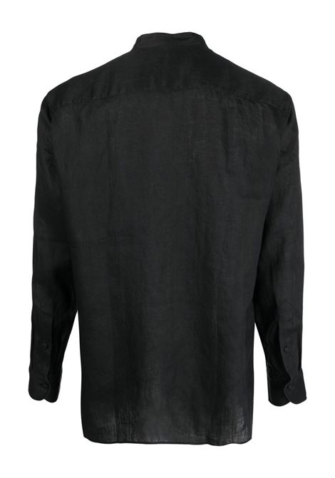 Black concealed fastening collarless shirt - men TAGLIATORE | ESMOND740005N003