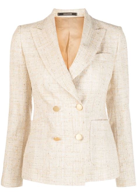 Beige double-breasted tailored blazer - women TAGLIATORE | JCORAL1EK970121A1140