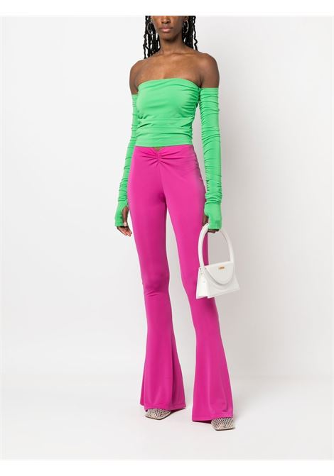Pink ruched-detail flared trousers - women THE ANDAMANE | T130408BTJP073702