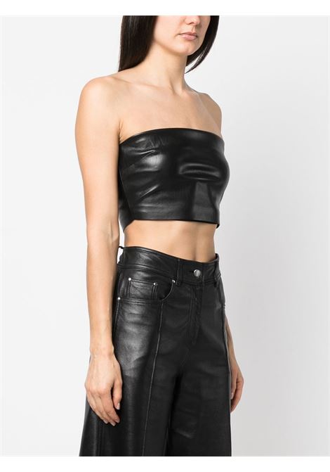 Black crop faux-leather bandeau top - women THE ANDAMANE | T130704ATNP152999