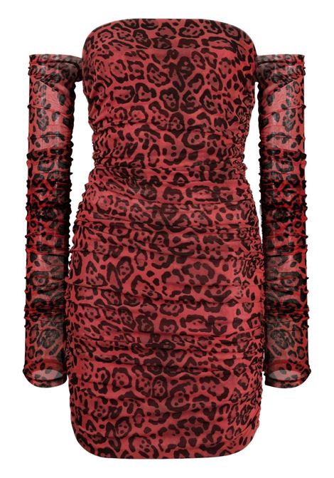Red Linda leopard-print minidress - women THE ANDAMANE | TM130117ATJP121ANMLR