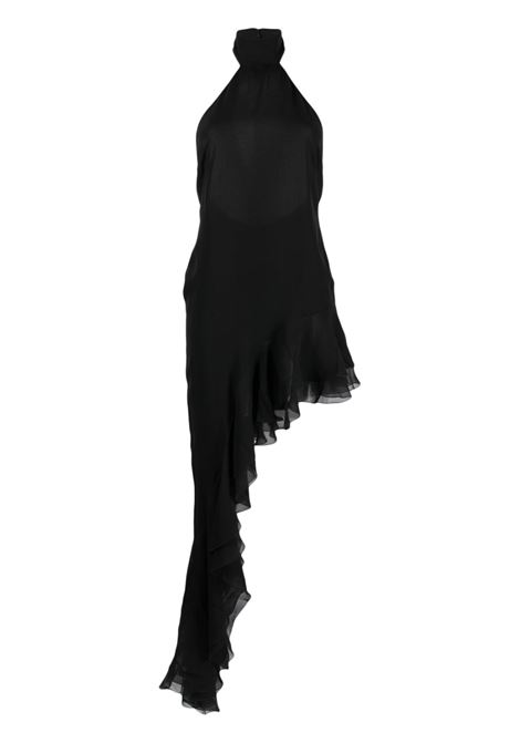 Black chiffon silk asymmetric dress - women THE ANDAMANE | TM130141ATNS041BLK