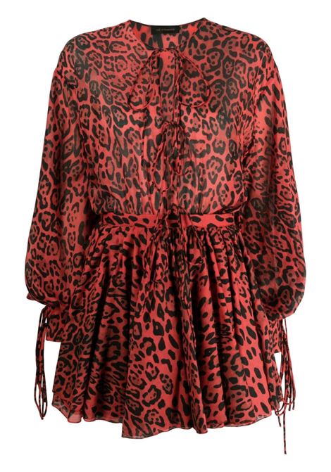 Red Margot leopard-print minidress - women THE ANDAMANE | TM130149BTNC149RDANMLR