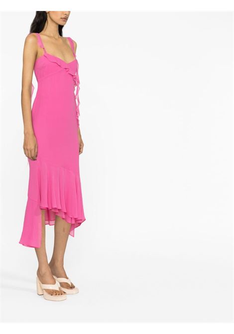 Pink ruffle-detail midi dress - women  THE ANDAMANE | TM130158ATNS041PNK