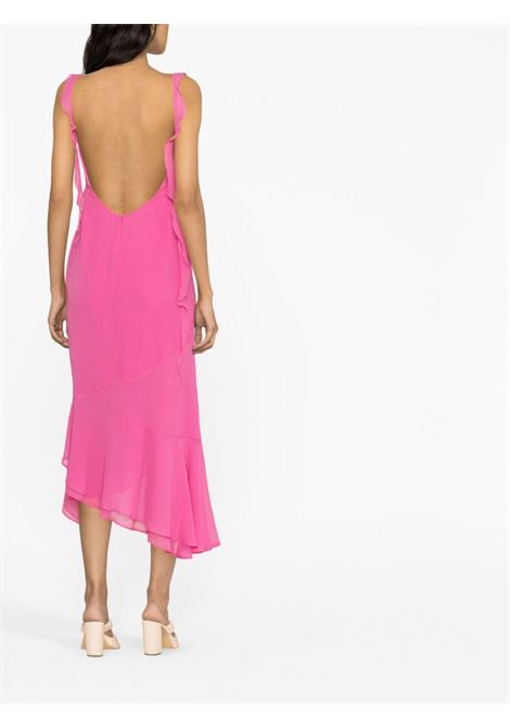 Pink ruffle-detail midi dress - women  THE ANDAMANE | TM130158ATNS041PNK