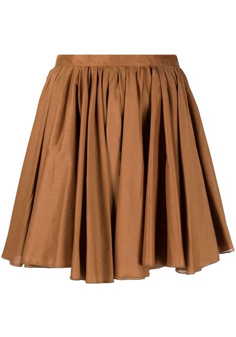 Brown high-rise pleated miniskirt - women THE ANDAMANE | TM130340ATNC108CRML