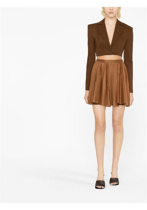 Brown high-rise pleated miniskirt - women THE ANDAMANE | TM130340ATNC108CRML