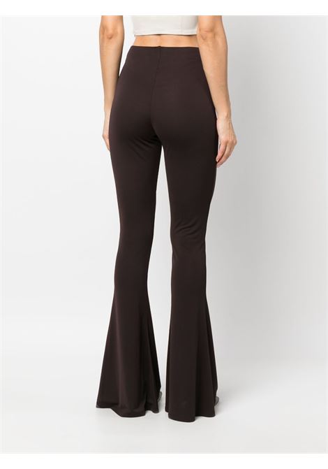 Dark brown ruched low-rise flared trousers - women THE ANDAMANE | TM130408BTJP073DRKBRWN