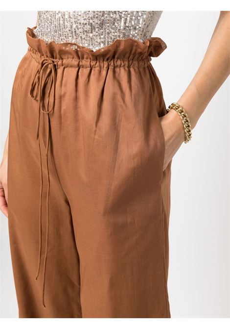 Caramel brown paperbag-waist wide-leg trousers - women THE ANDAMANE | TM130436ATNC108CRML